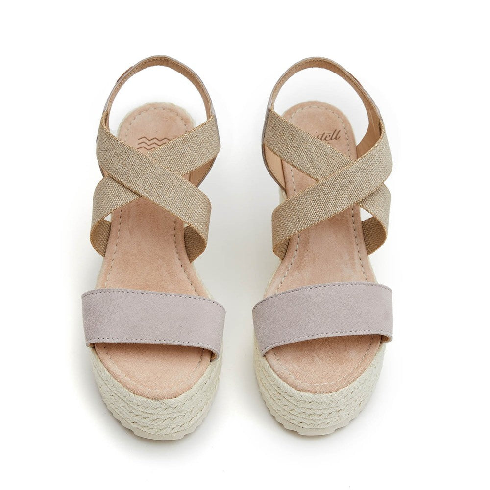 Wedges | Beige Suede Cross Over (Padded)