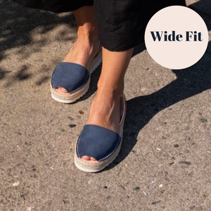 Wide Fit | Platform Avarcas | Navy Rose Gold (Padded)