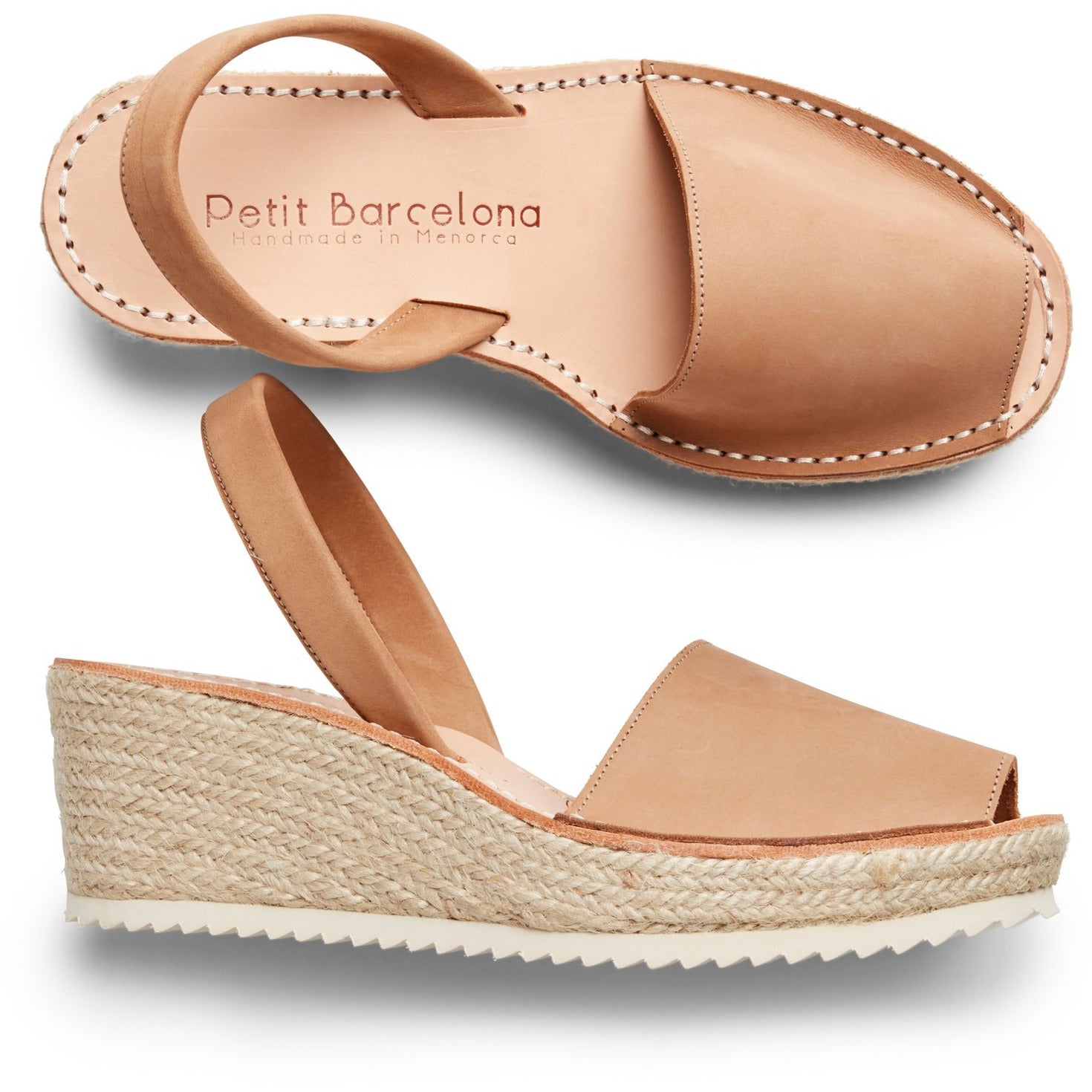 Wedges in Tan Nubuck Leather by Petit Barcelona