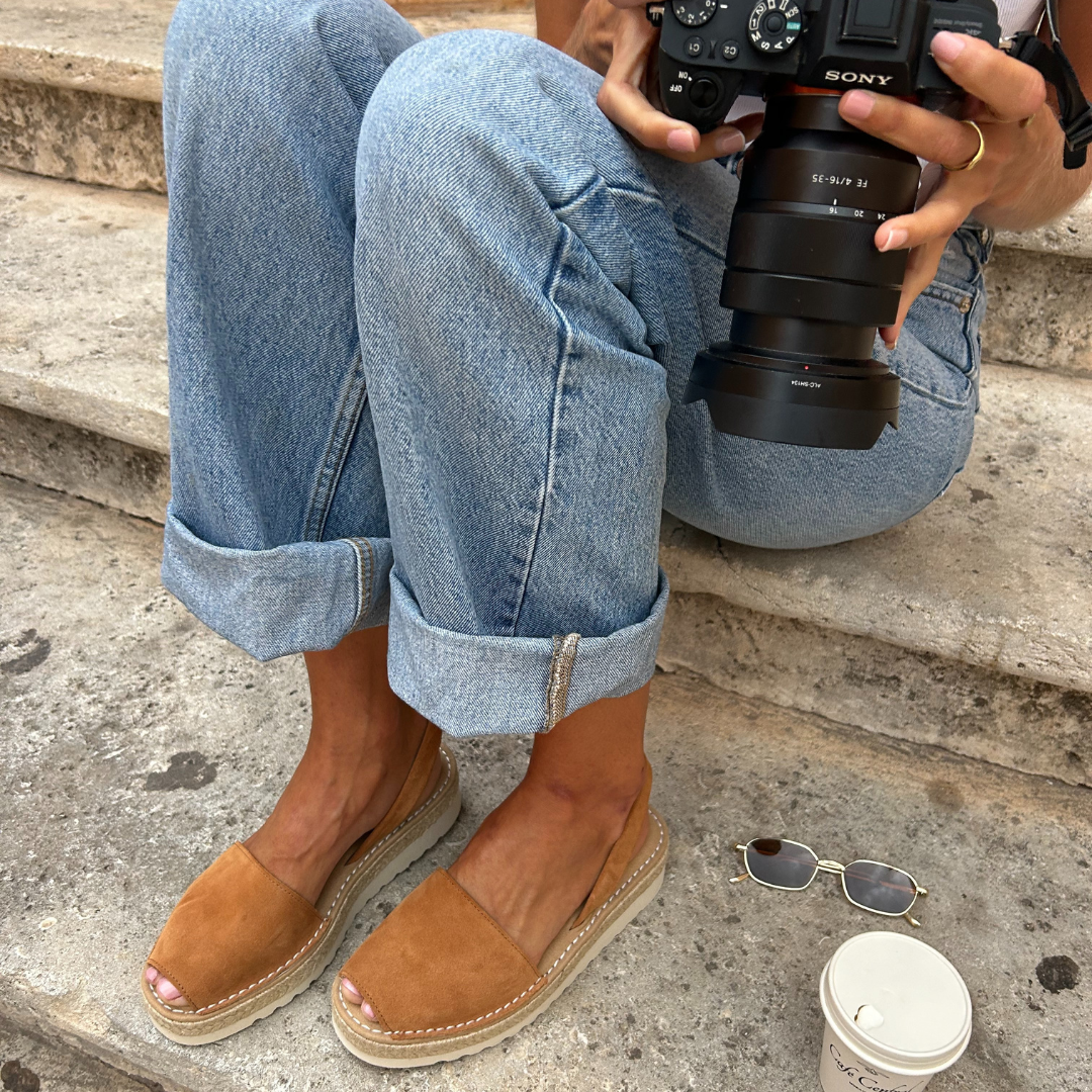 Petit Barcelona Suede Leather Toffee Platforms 