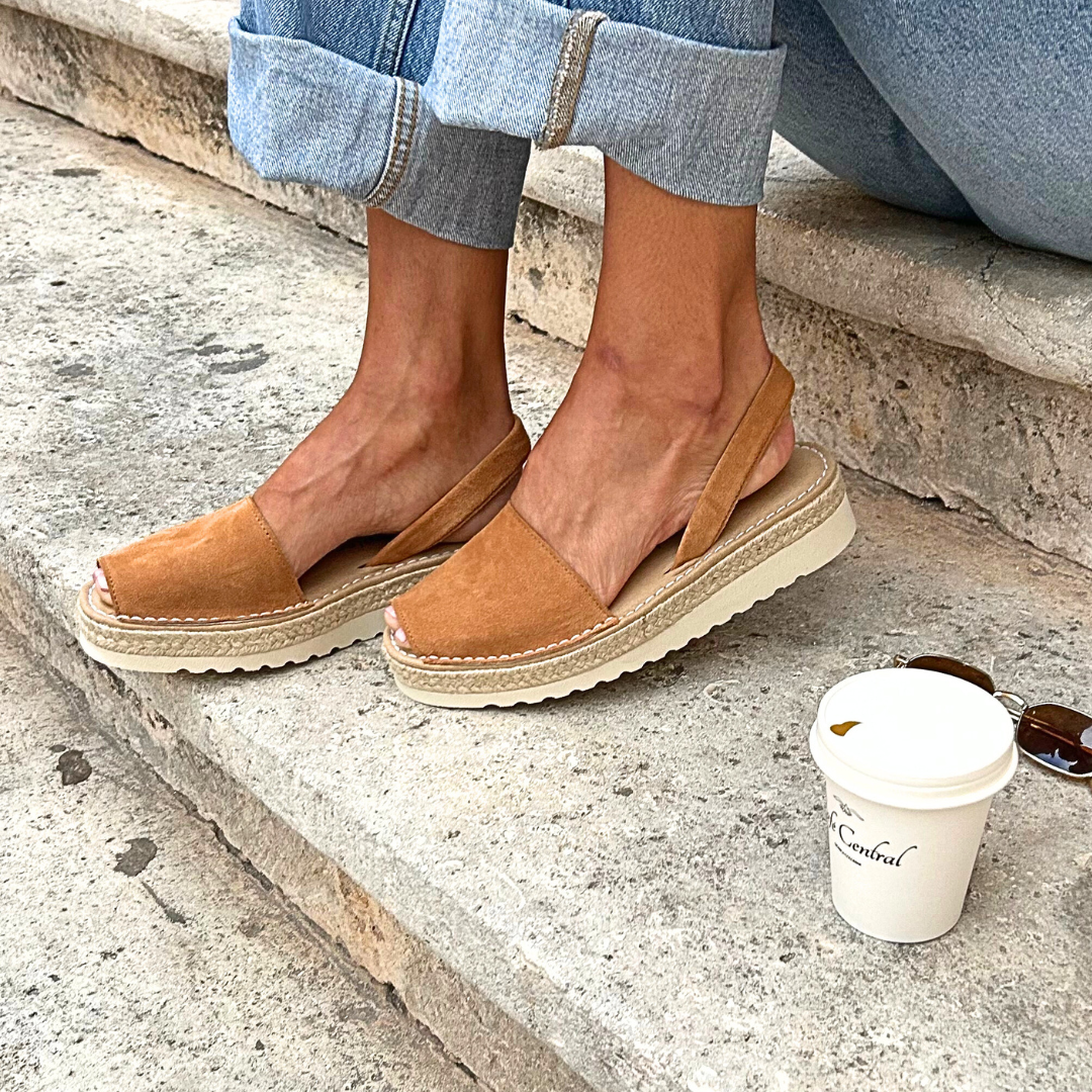 Petit Barcelona Suede Leather Toffee Platforms 