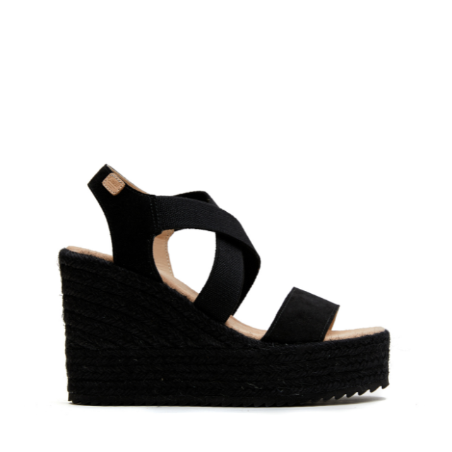 Wedges | Black Suede Cross Over (Padded)