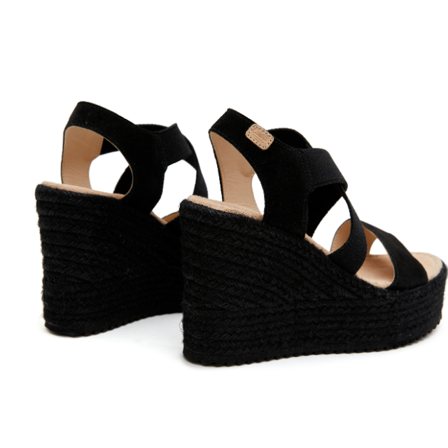 Wedges | Black Suede Cross Over (Padded)