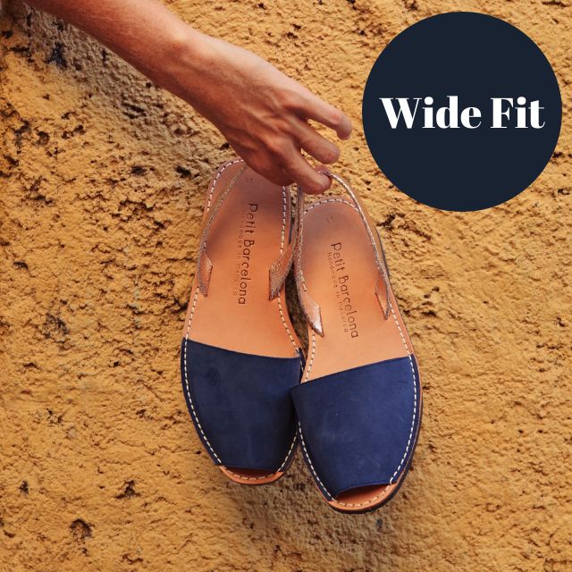 Wide Fit | Flat Avarcas | Navy Rose Gold (Padded)