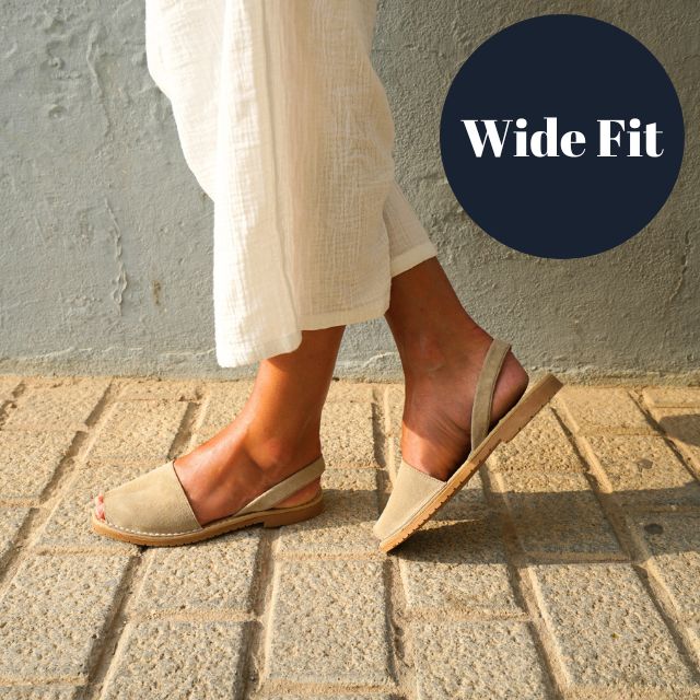 Wide Fit | Flat Avarcas | Stone (Padded)