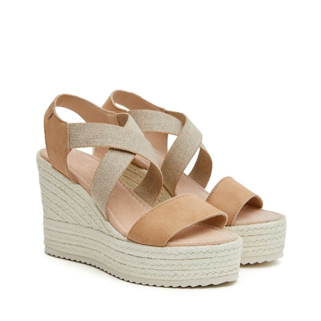 Petit Barcelona Espadrille Cross Over Wedge Tan