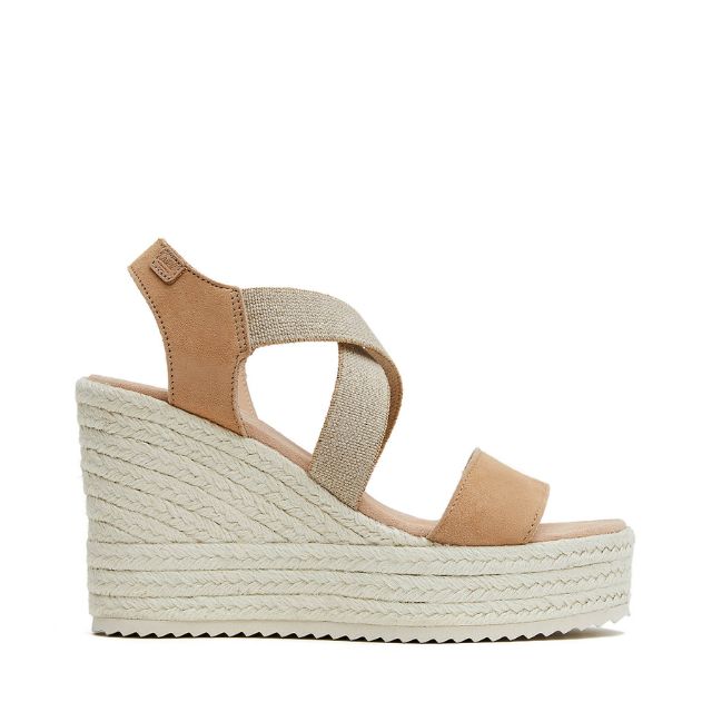 Petit Barcelona Espadrille Cross Over Wedge Tan