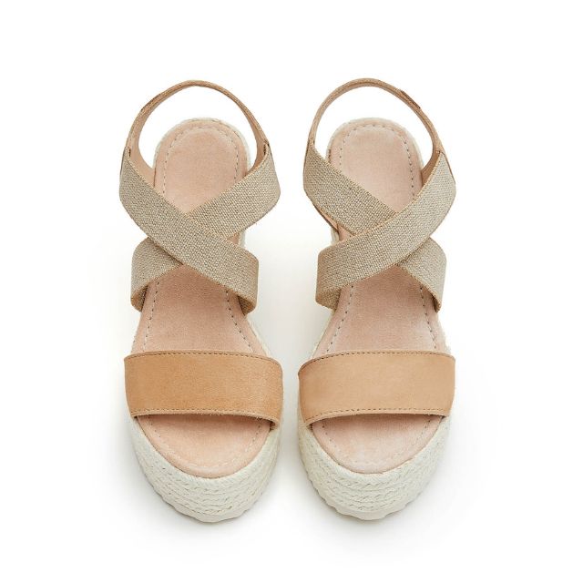 Petit Barcelona Espadrille Cross Over Wedge Tan