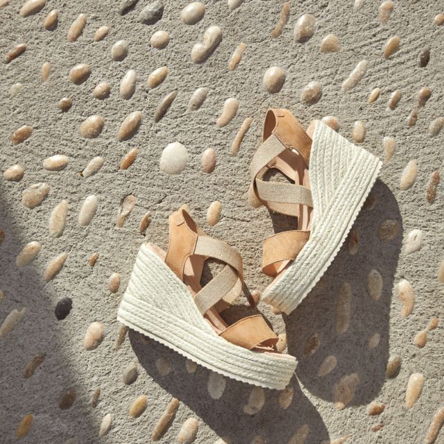 Petit Barcelona Espadrille Cross Over Wedge Tan