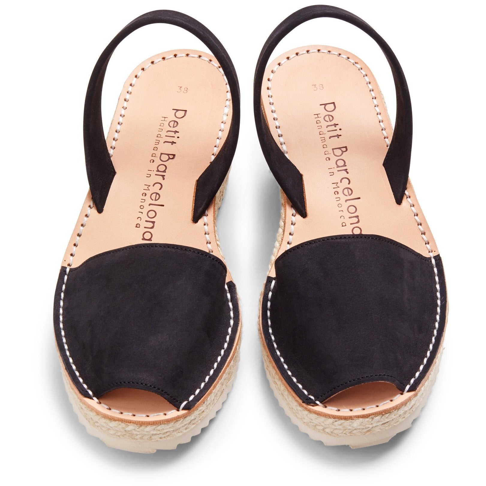 Petit Barcelona Spanish handmade Wedge Espadrilles in Black Suede