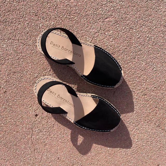 Wide Fit | Platform Avarcas | Double Black Suede - PetitBarcelona