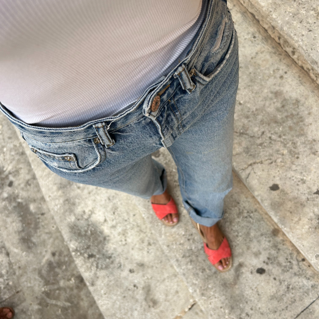 Petit Barcelona Watermelon Suede Leather Cross Over Flats