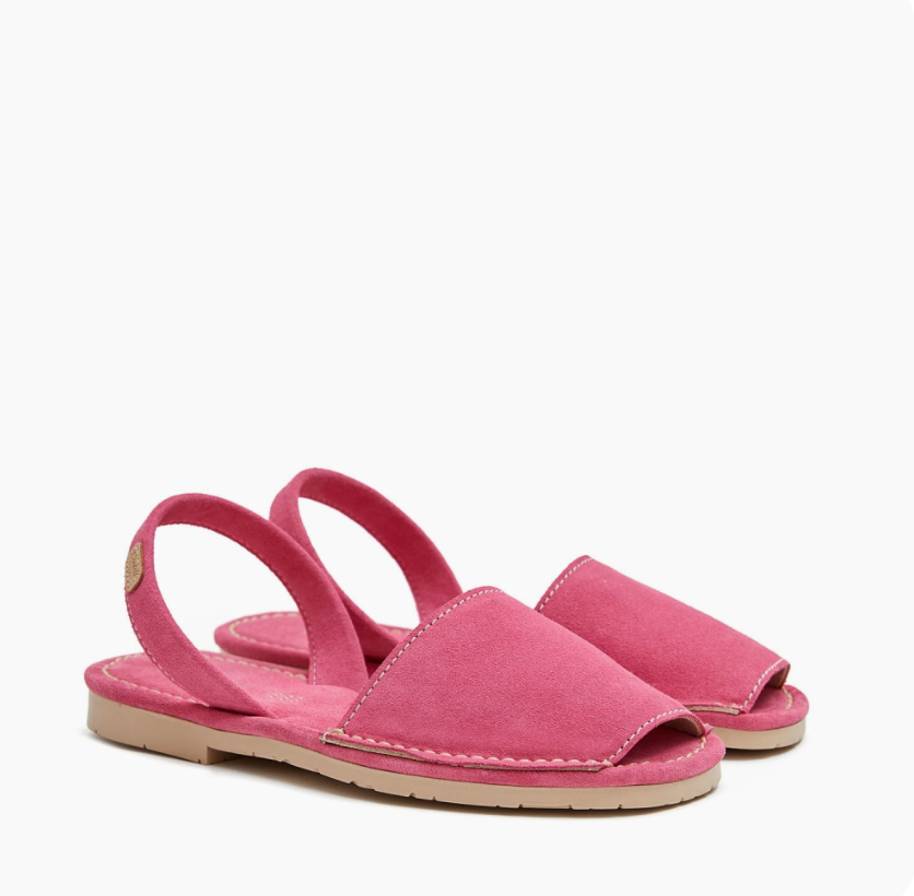 Petit Barcelona Flat Hot Pink Suede Avarcas 
