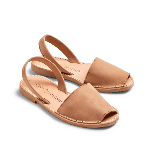 Flat Avarcas | Tan Nubuck - PetitBarcelona