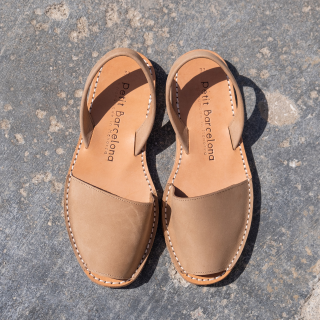 Wide Fit | Flat Avarcas | Tan Nubuck - PetitBarcelona