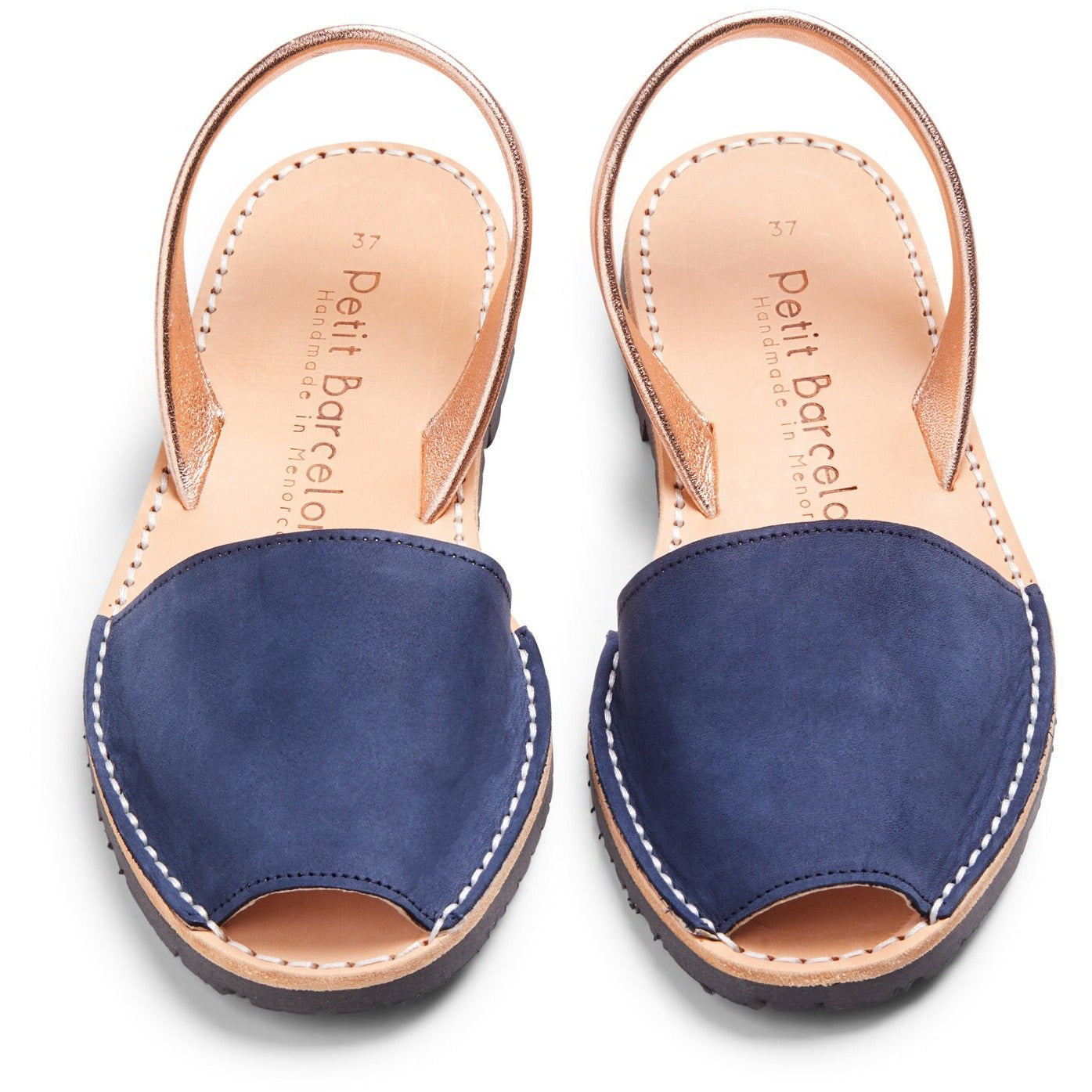 Flat Avarcas | Navy & Rose Gold - PetitBarcelona