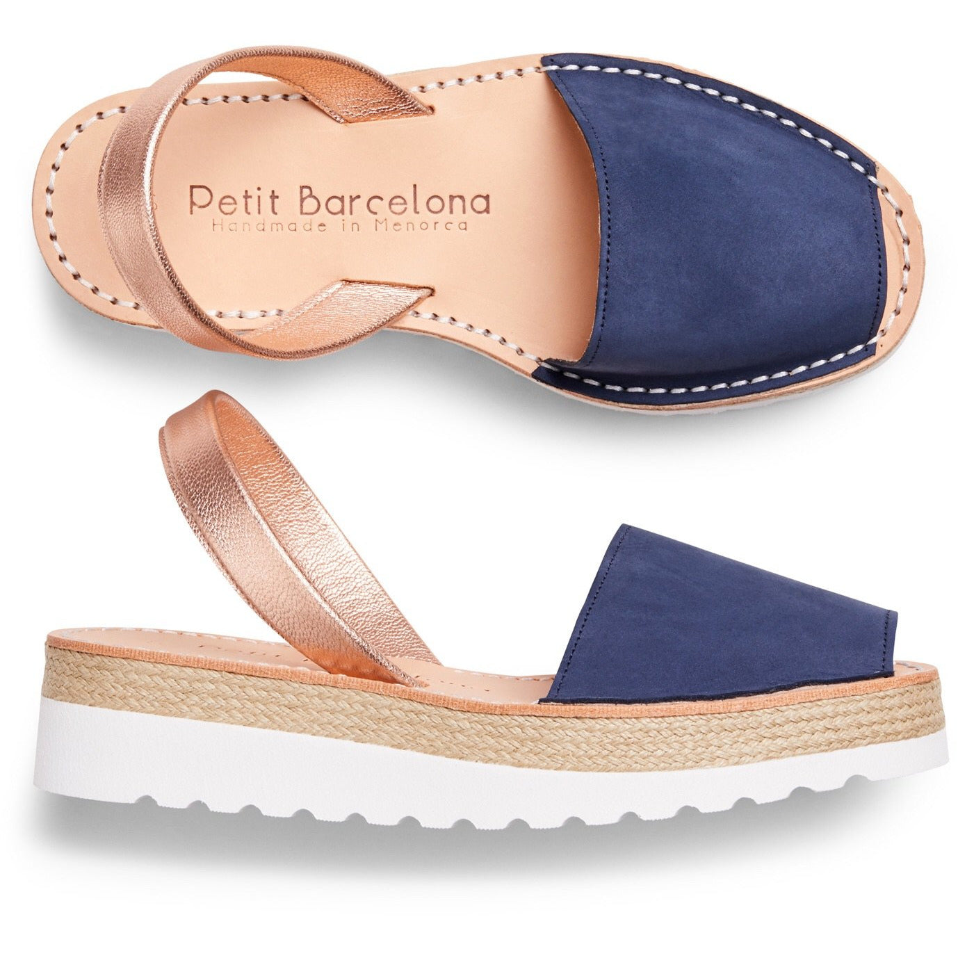 Platform Avarcas | Navy & Rose Gold - PetitBarcelona