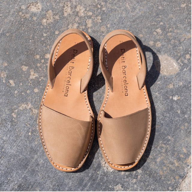 Petit Barcelona Tan Nubuck Leather Spanish Flat Avarcas