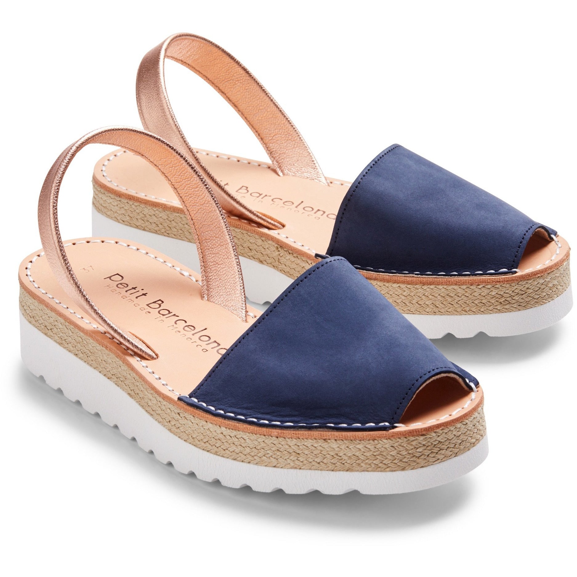 Platform Avarcas | Navy & Rose Gold - PetitBarcelona