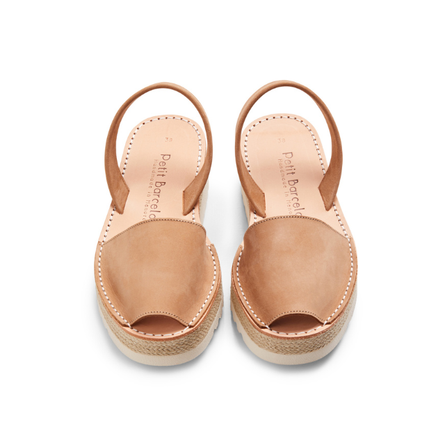 Wide Fit | Platform Avarcas | Tan Nubuck - PetitBarcelona