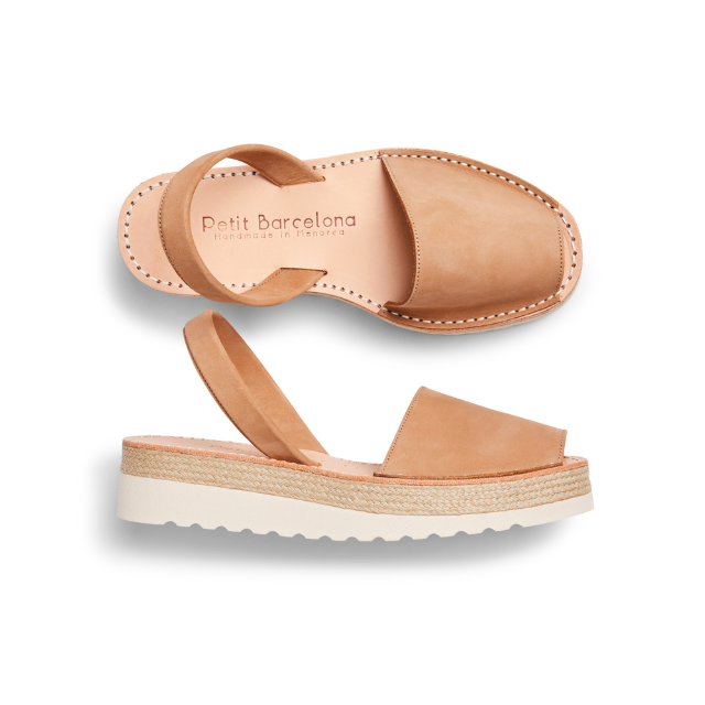 Wide Fit | Platform Avarcas | Tan Nubuck - PetitBarcelona