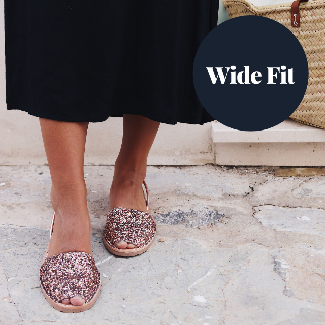 Wide Fit | Flat Avarcas | Rose Mocha Glitter - PetitBarcelona