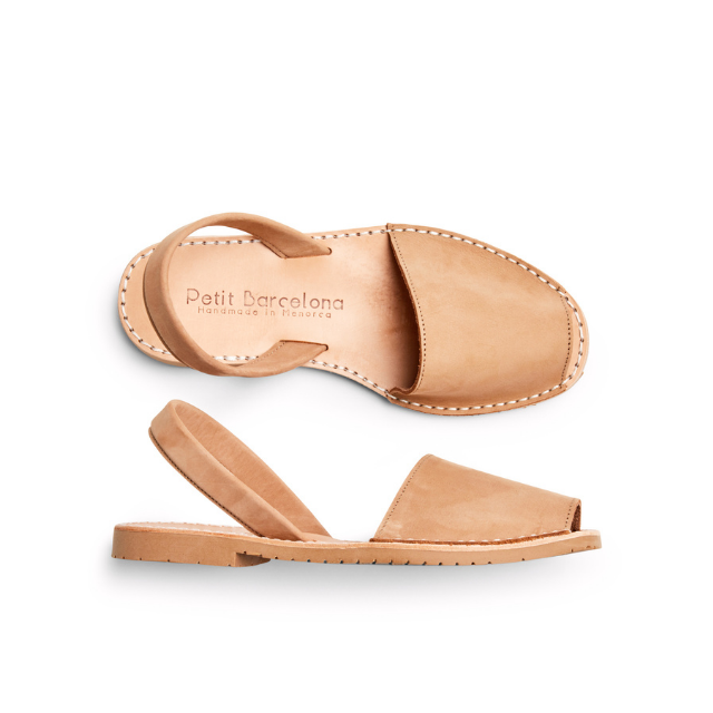 Flat Avarcas | Tan Nubuck - PetitBarcelona