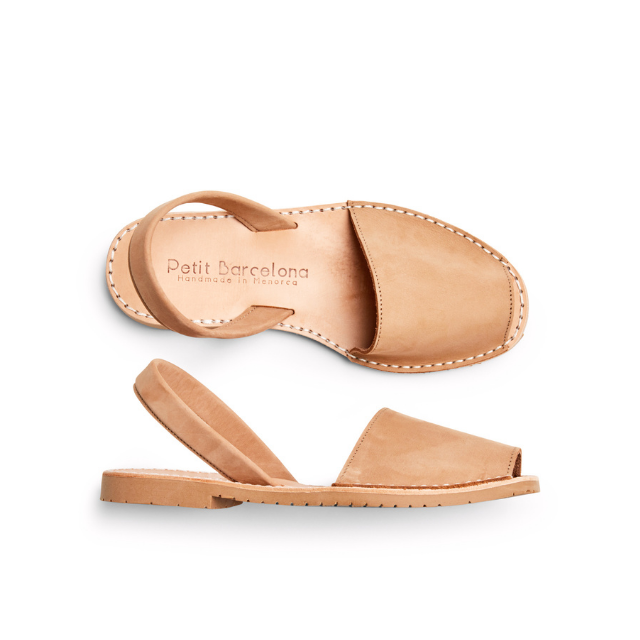 LAST SIZES SALE Shop classic handmade Tan Nubuck Flat Avarca sandals PetitBarcelona