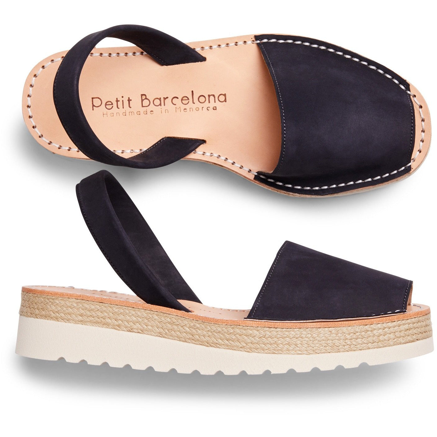 Platform Avarcas | Black Suede - PetitBarcelona