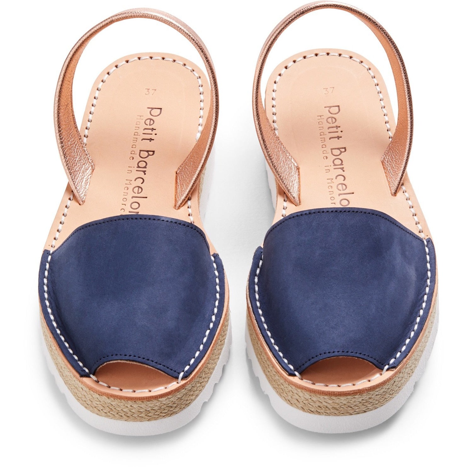 Platform Avarcas | Navy & Rose Gold - PetitBarcelona