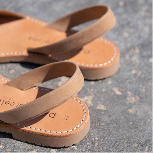 Petit Barcelona Tan Nubuck Leather Spanish Flat Avarcas