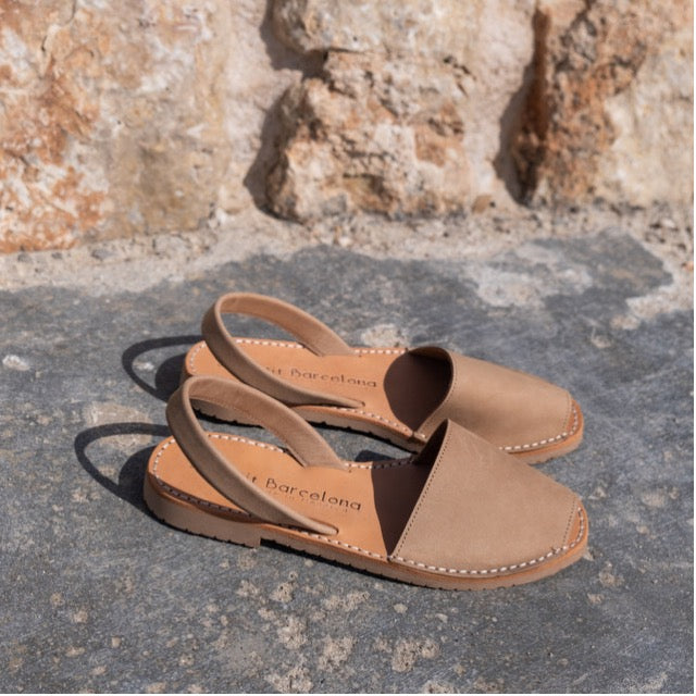 Petit Barcelona Tan Nubuck Leather Spanish Flat Avarcas